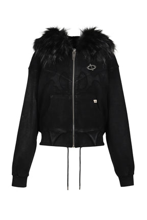 FUR HOODIE / BLK