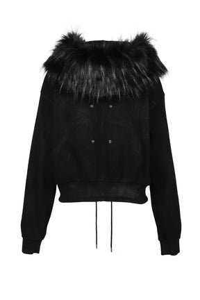 FUR HOODIE / BLK