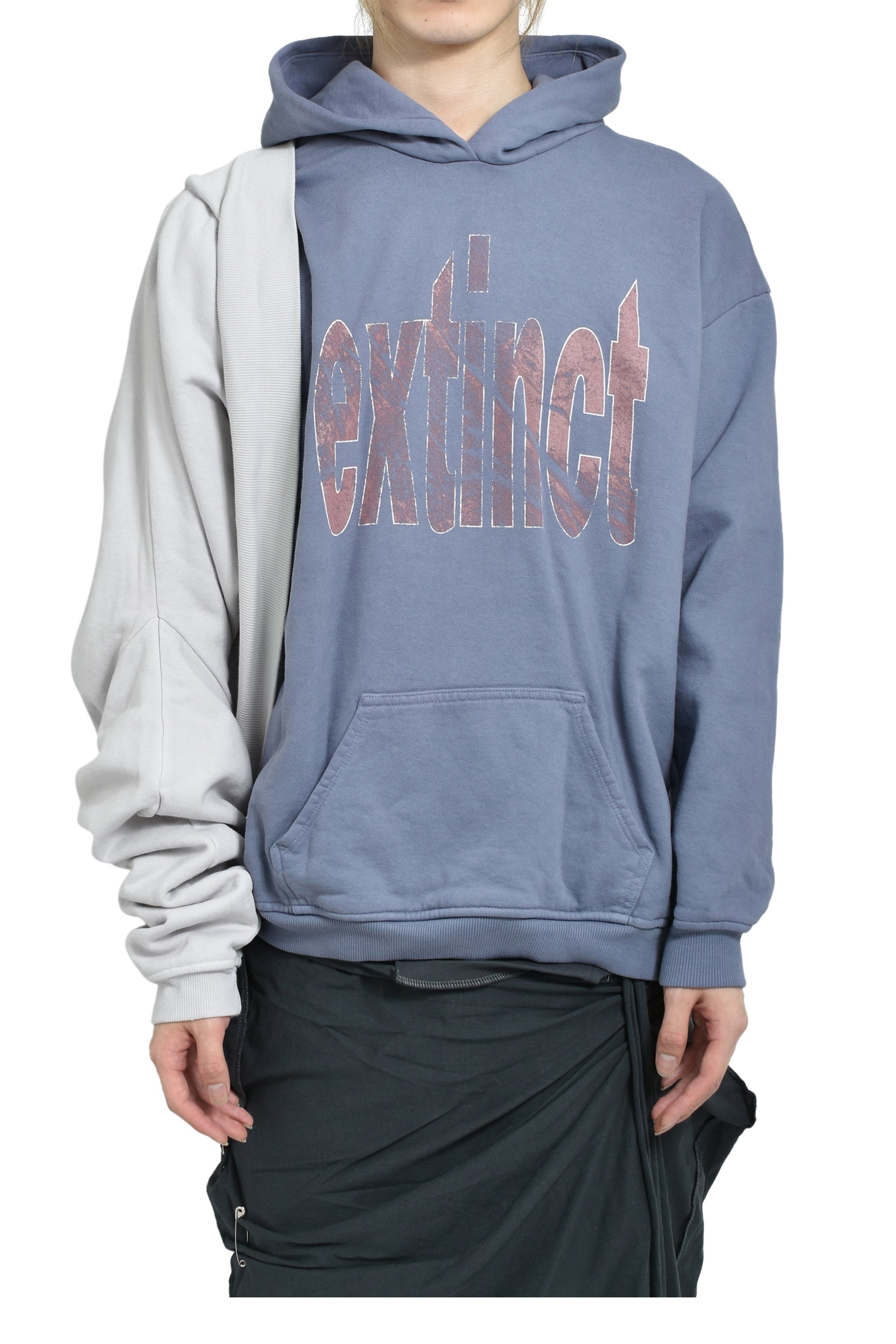 BLEACHED GRAFT HOODIE / BLU GRY