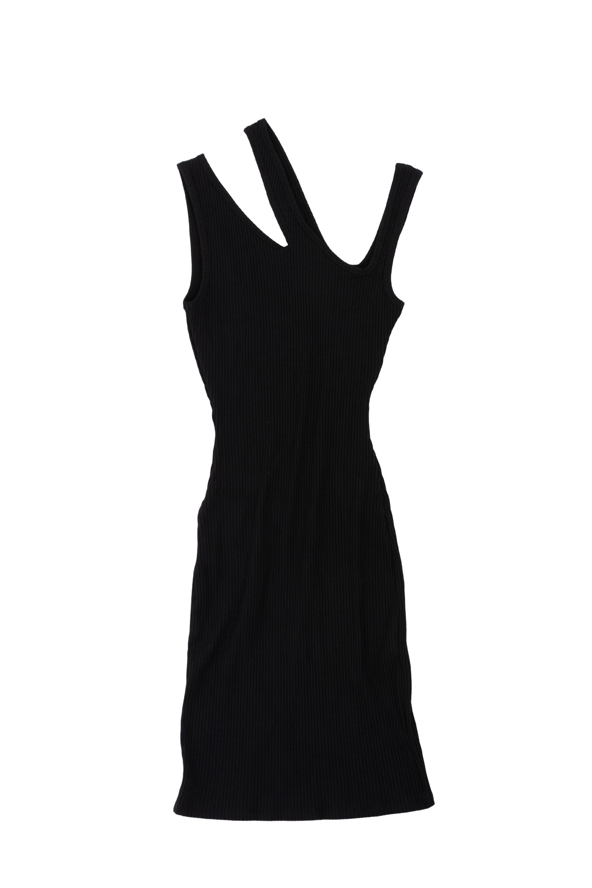 RIBBED CUT-OUT DRESS / BLK