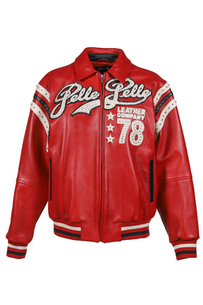ENCRUSTED VARSITY JACKET / RED