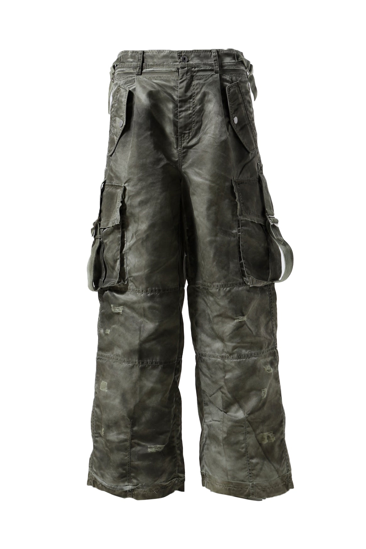 SANDWASHED NYLON CARGO PANTS / SANDWASHED OLV-GRN