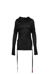 BABY ALPACA DRAPED KNIT TOP / BLK