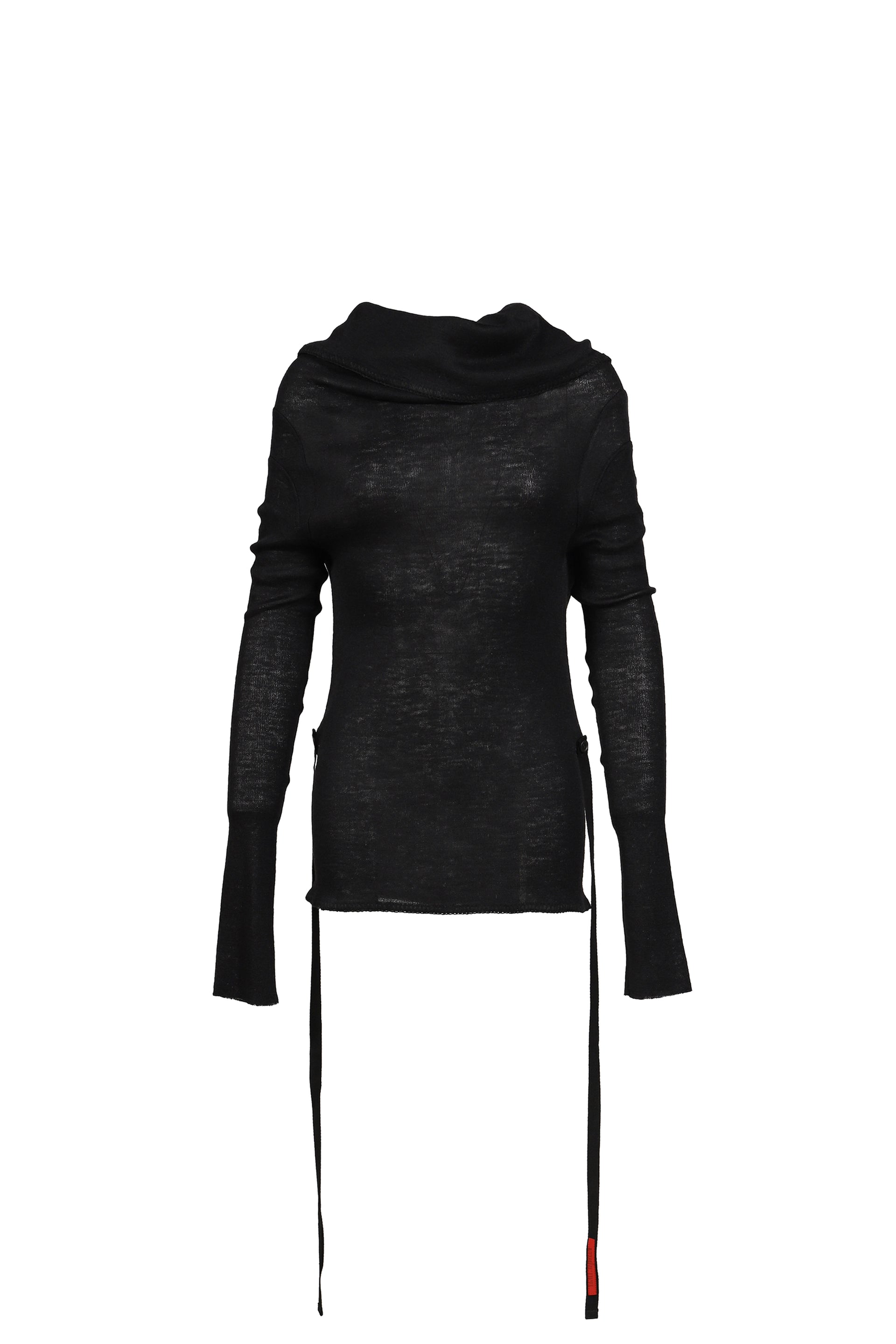 BABY ALPACA DRAPED KNIT TOP / BLK