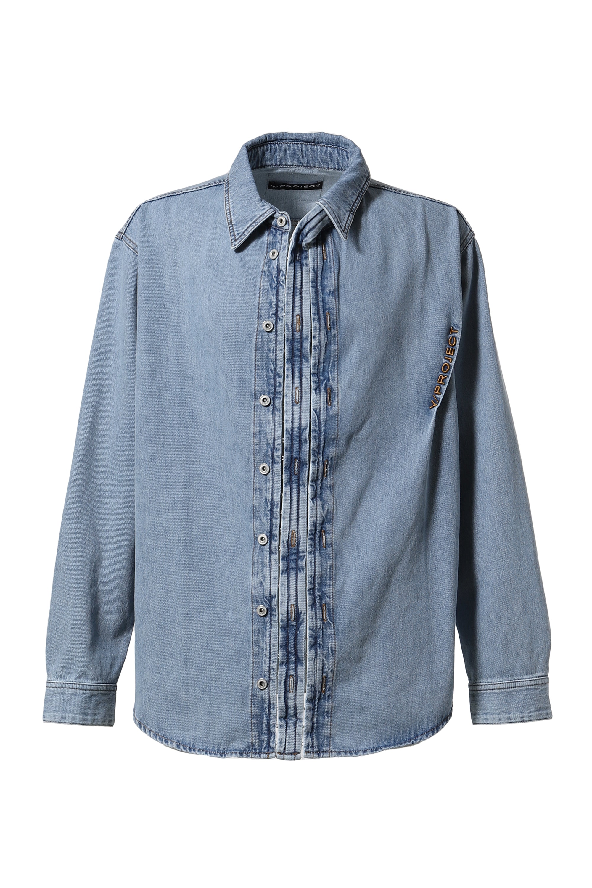 Y/PROJECT ワイプロジェクト SS24 HOOK AND EYE DENIM SHIRT / ICE BLU 