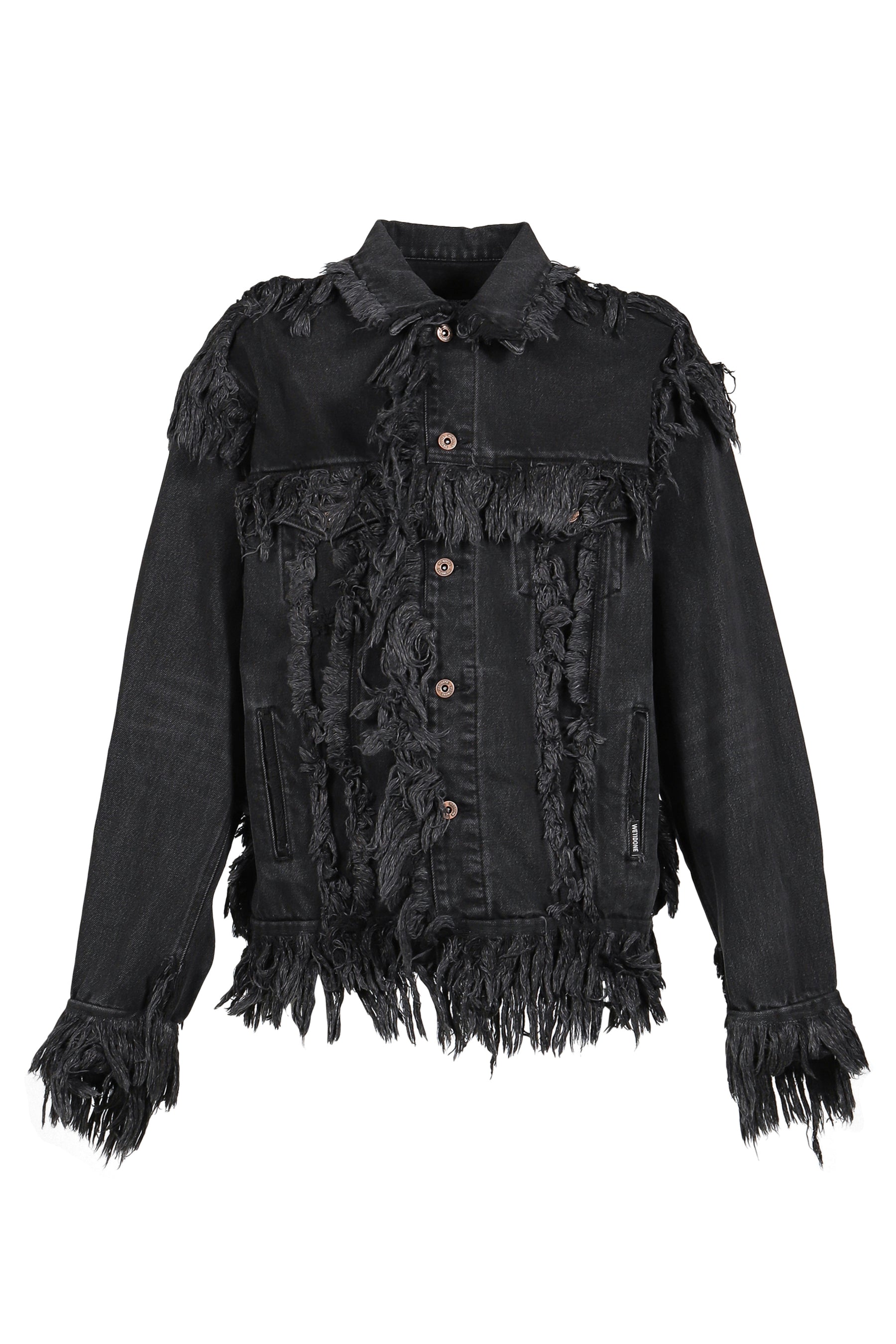 BLACK RAW-EDGE DENIM JACKET / BLK
