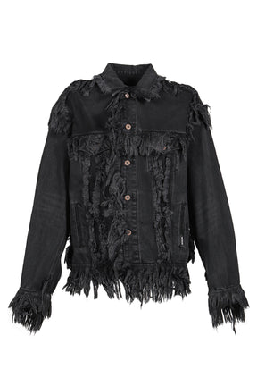 BLACK RAW-EDGE DENIM JACKET / BLK