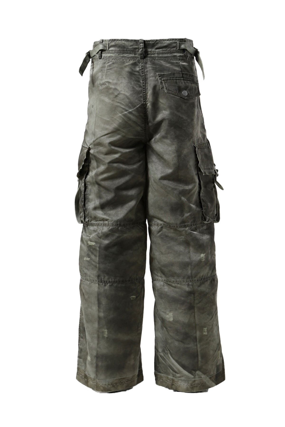 SANDWASHED NYLON CARGO PANTS / SANDWASHED OLV-GRN