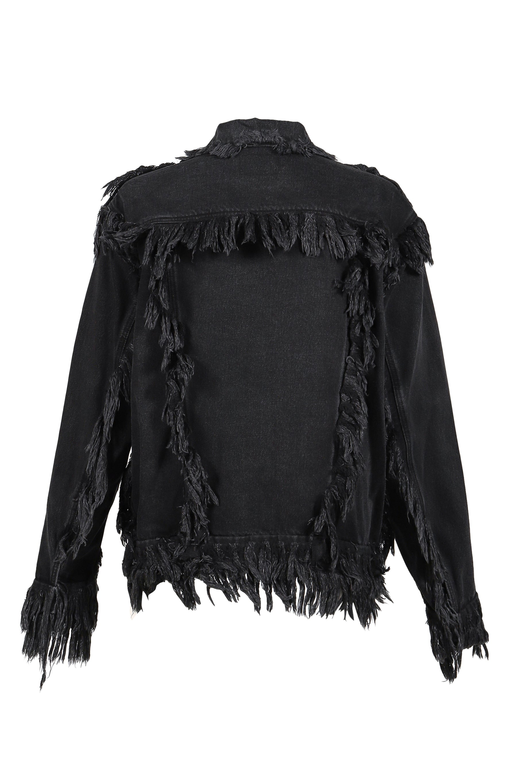 BLACK RAW-EDGE DENIM JACKET / BLK