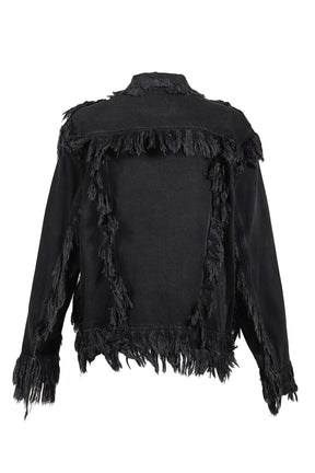 BLACK RAW-EDGE DENIM JACKET / BLK