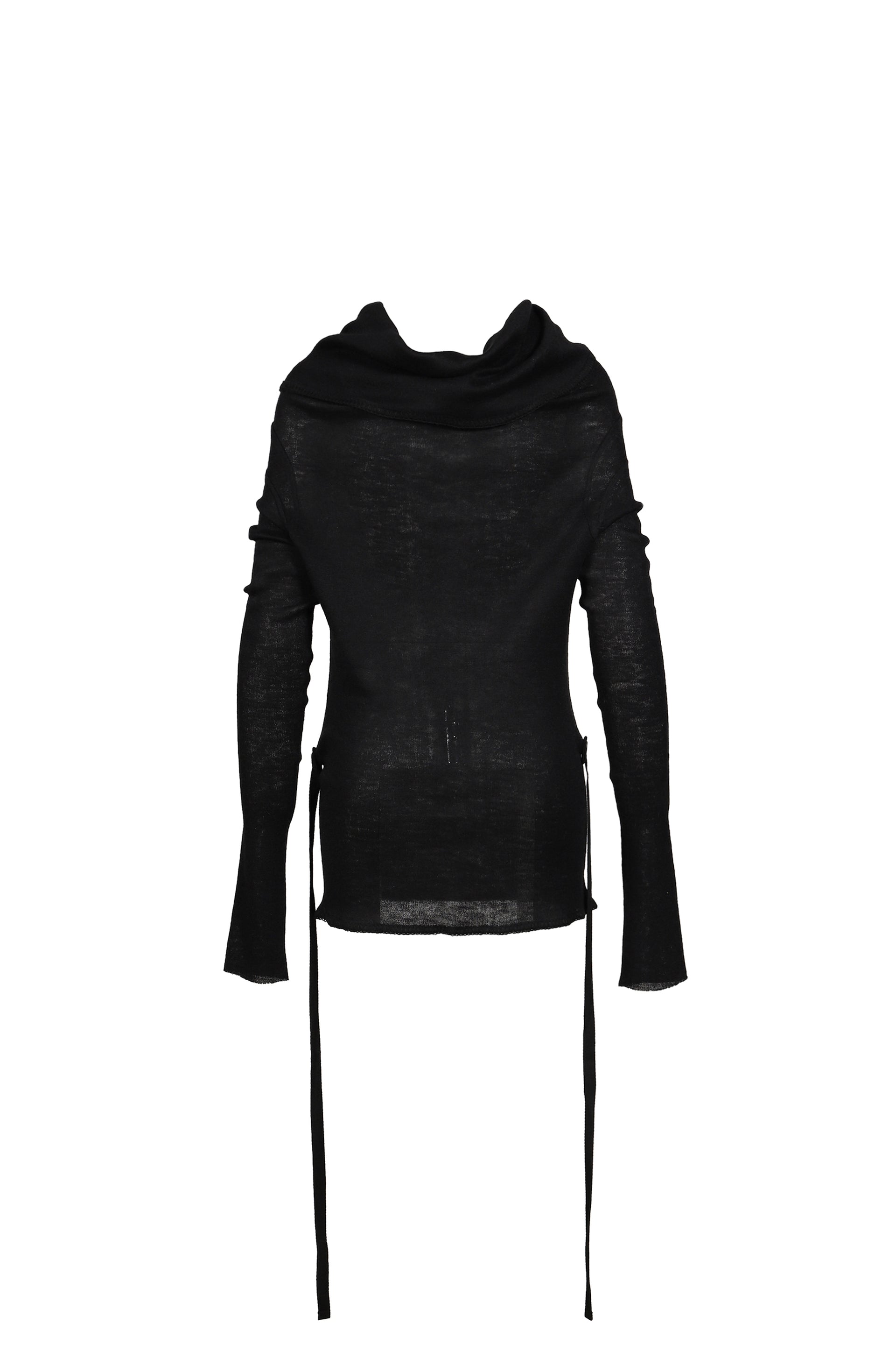 BABY ALPACA DRAPED KNIT TOP / BLK