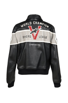 VARSITY LEATHER JACKET / BLK
