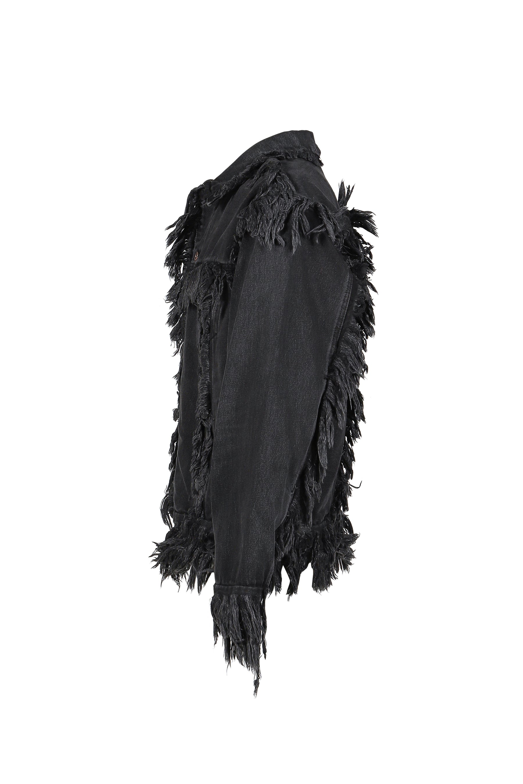 BLACK RAW-EDGE DENIM JACKET / BLK