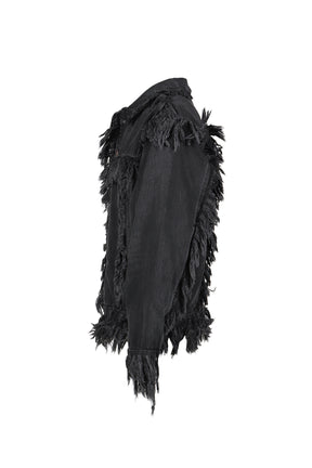 BLACK RAW-EDGE DENIM JACKET / BLK