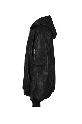 LEATHER BOMBER / BLACK 
