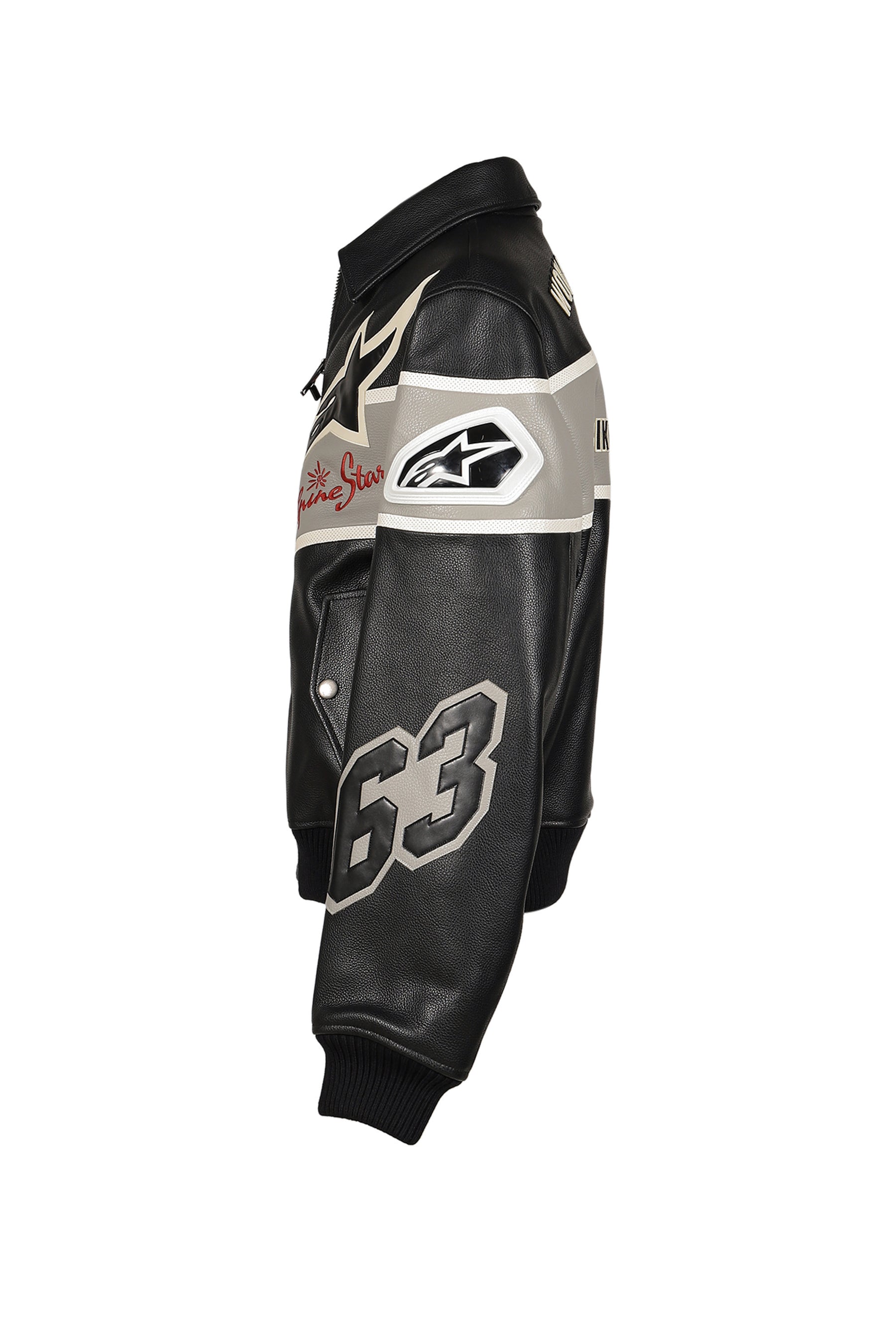 VARSITY LEATHER JACKET / BLK