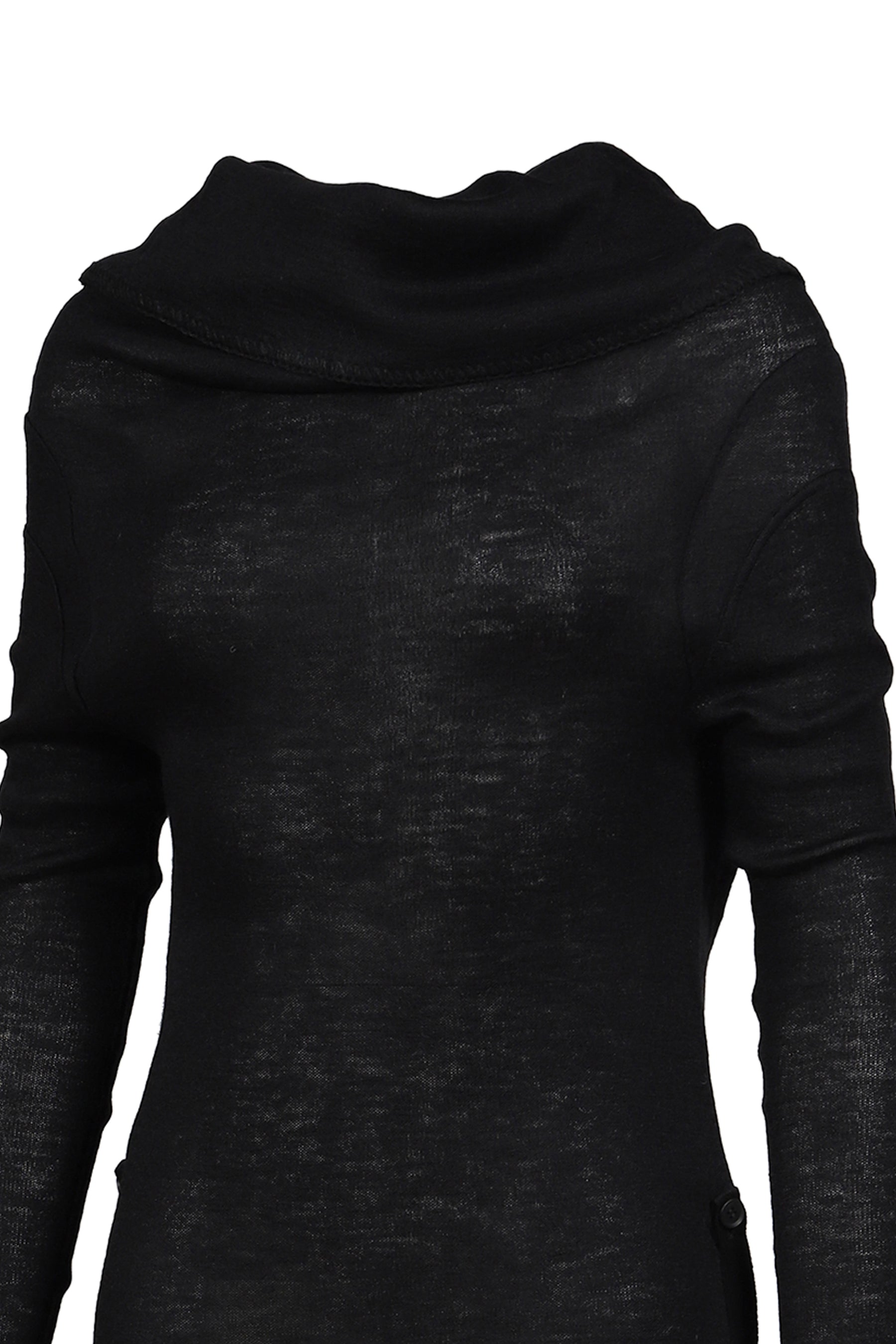 BABY ALPACA DRAPED KNIT TOP / BLK