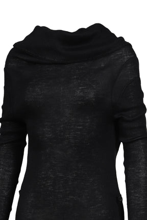BABY ALPACA DRAPED KNIT TOP / BLK