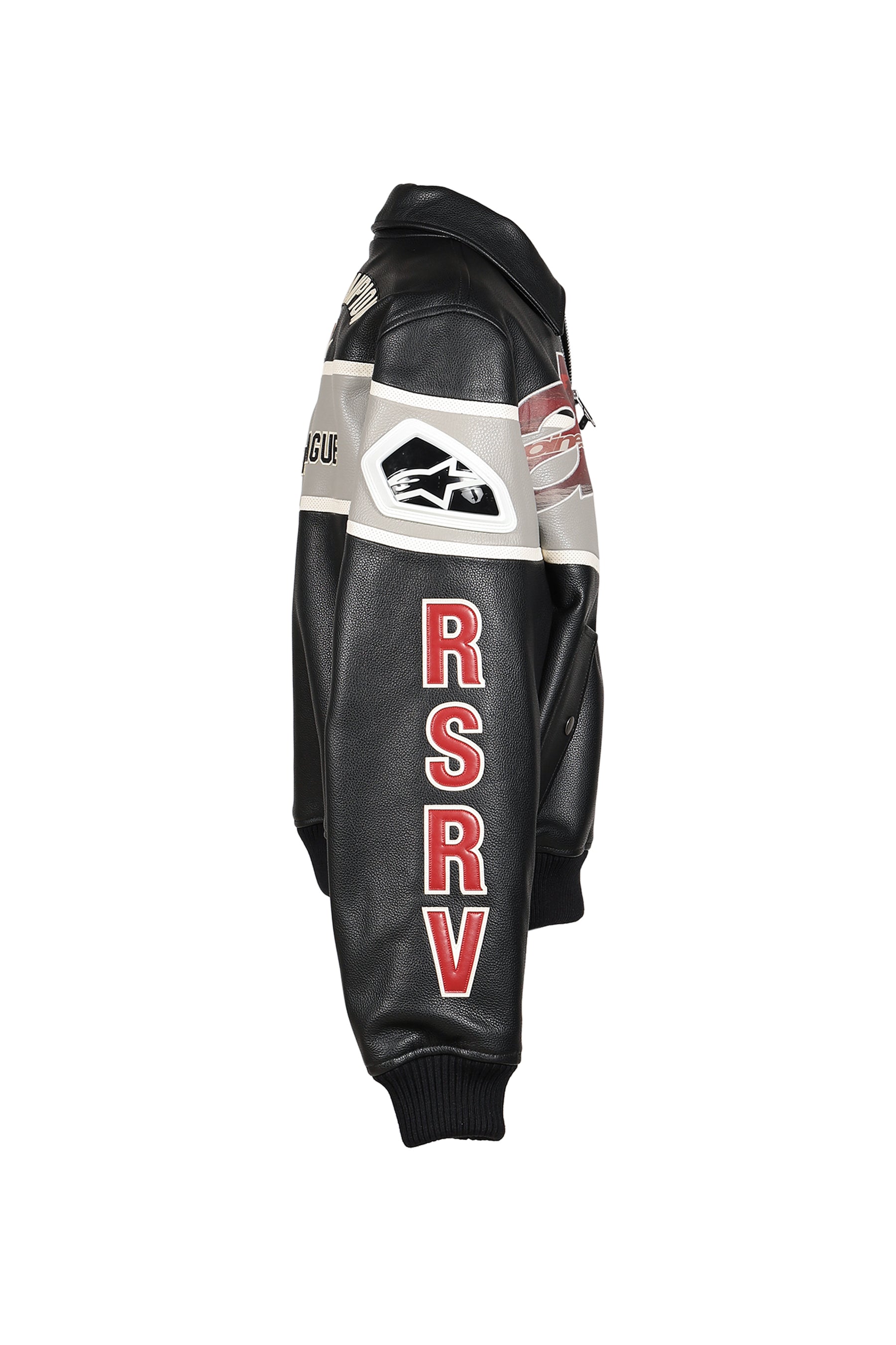 VARSITY LEATHER JACKET / BLK
