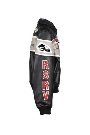 VARSITY LEATHER JACKET / BLK