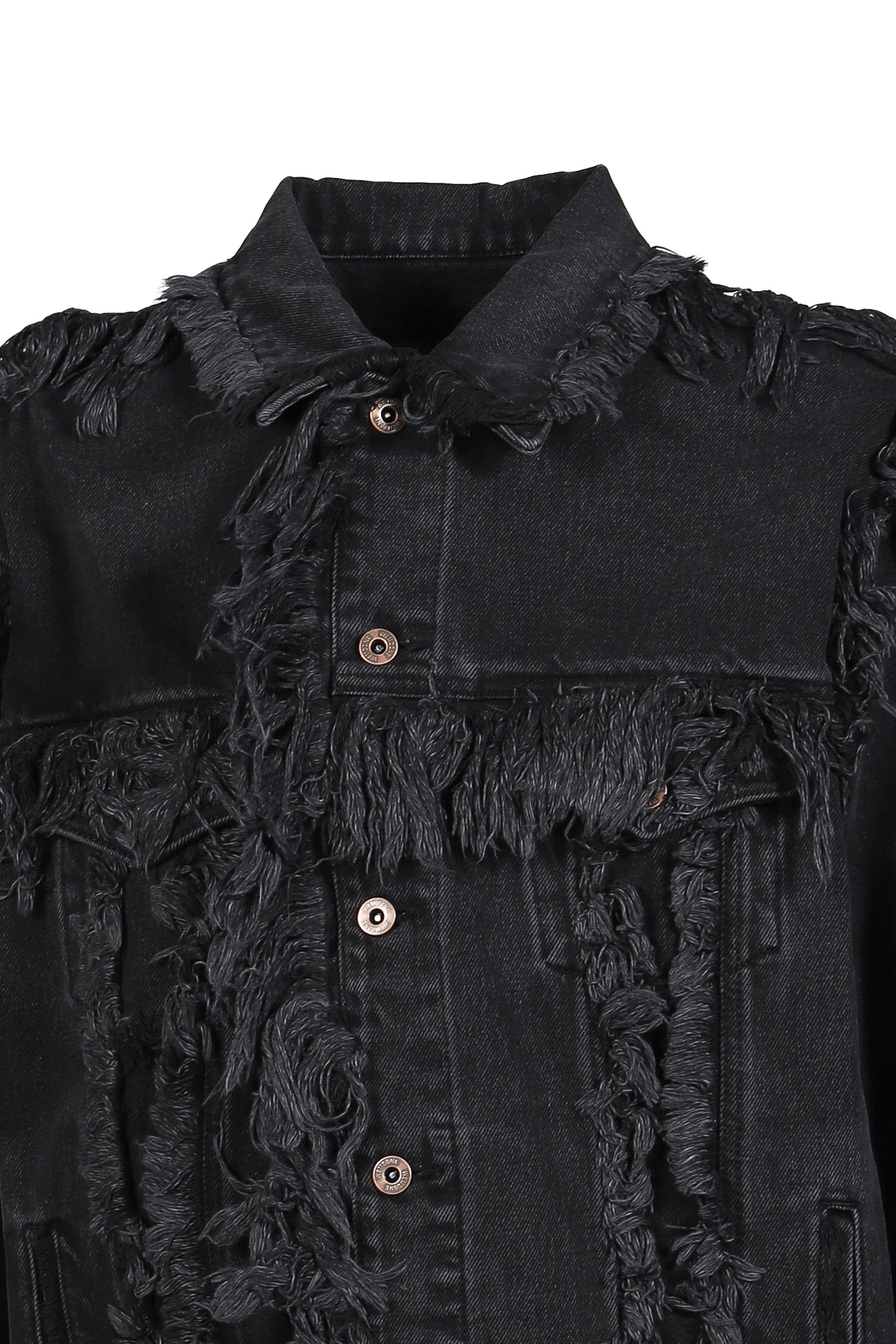BLACK RAW-EDGE DENIM JACKET / BLK