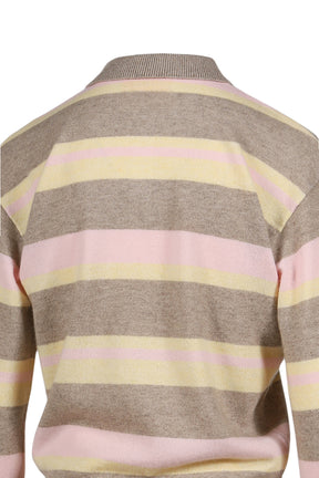 COLLEGIATE STRIPE POLO / TAUPE COMBO