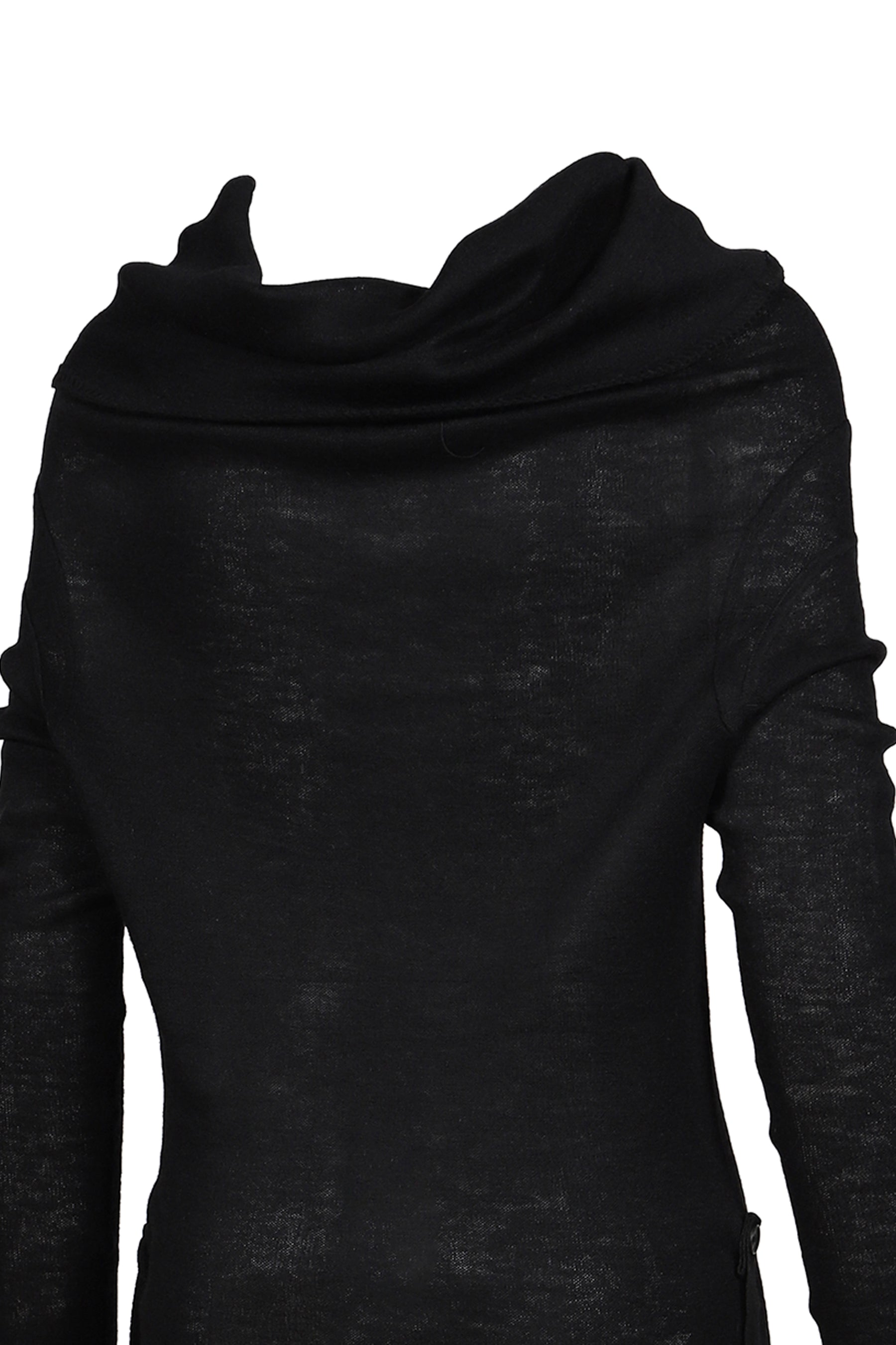 BABY ALPACA DRAPED KNIT TOP / BLK