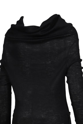 BABY ALPACA DRAPED KNIT TOP / BLK