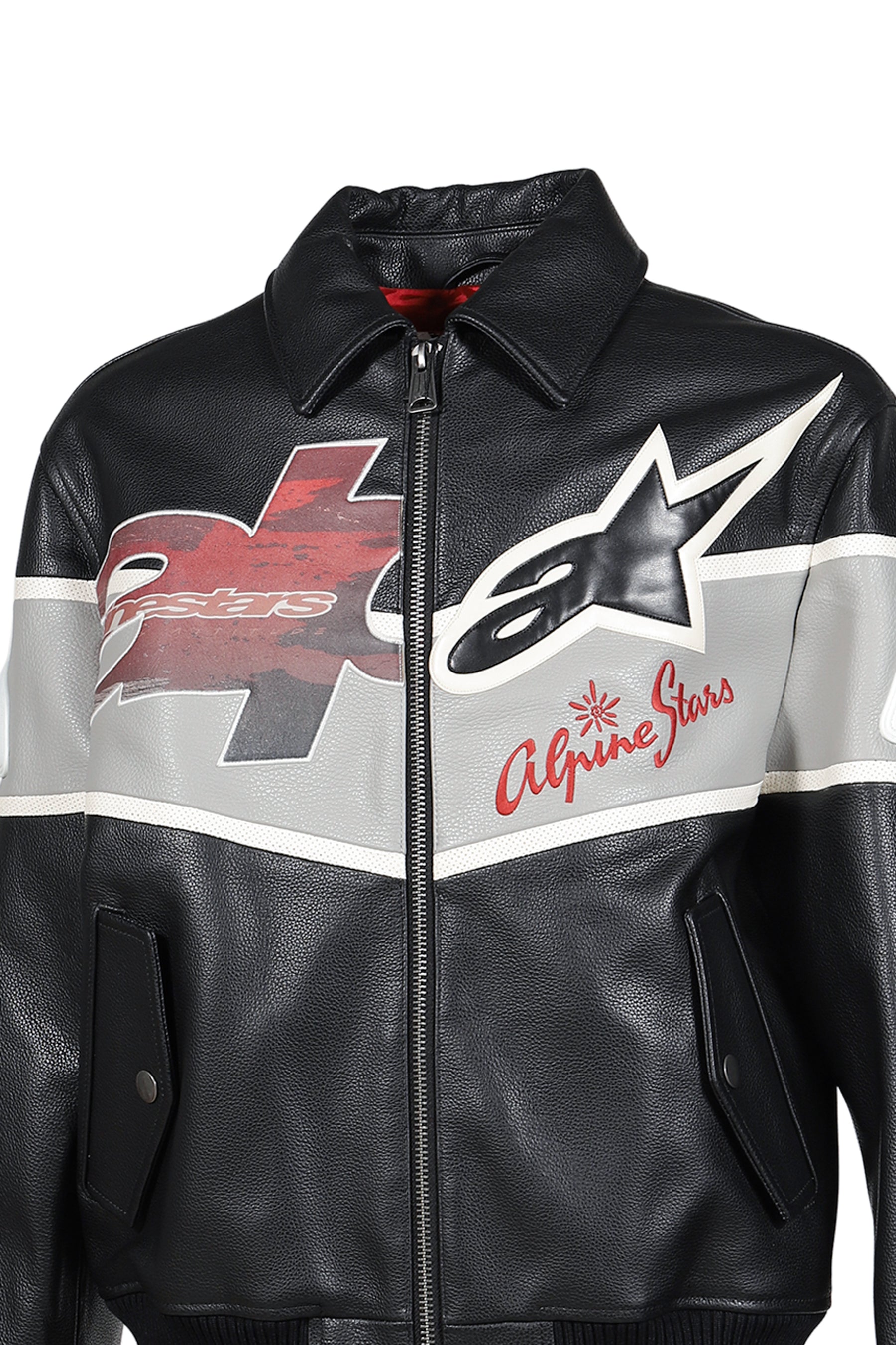 VARSITY LEATHER JACKET / BLK