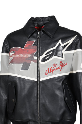 VARSITY LEATHER JACKET / BLK