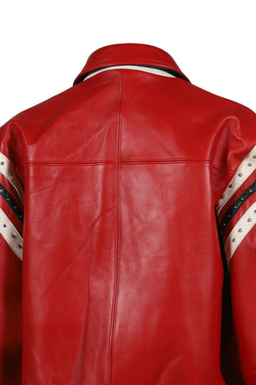 ENCRUSTED VARSITY JACKET / RED