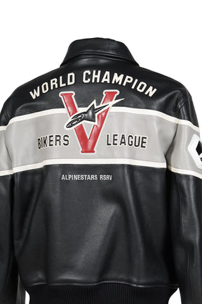 VARSITY LEATHER JACKET / BLK
