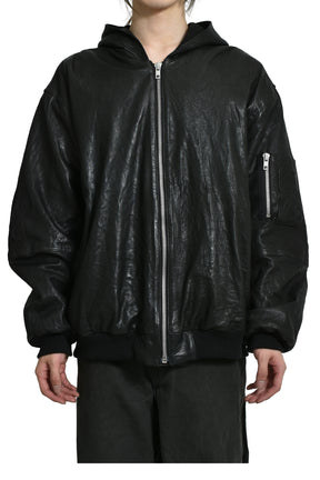 LEATHER BOMBER / BLACK 