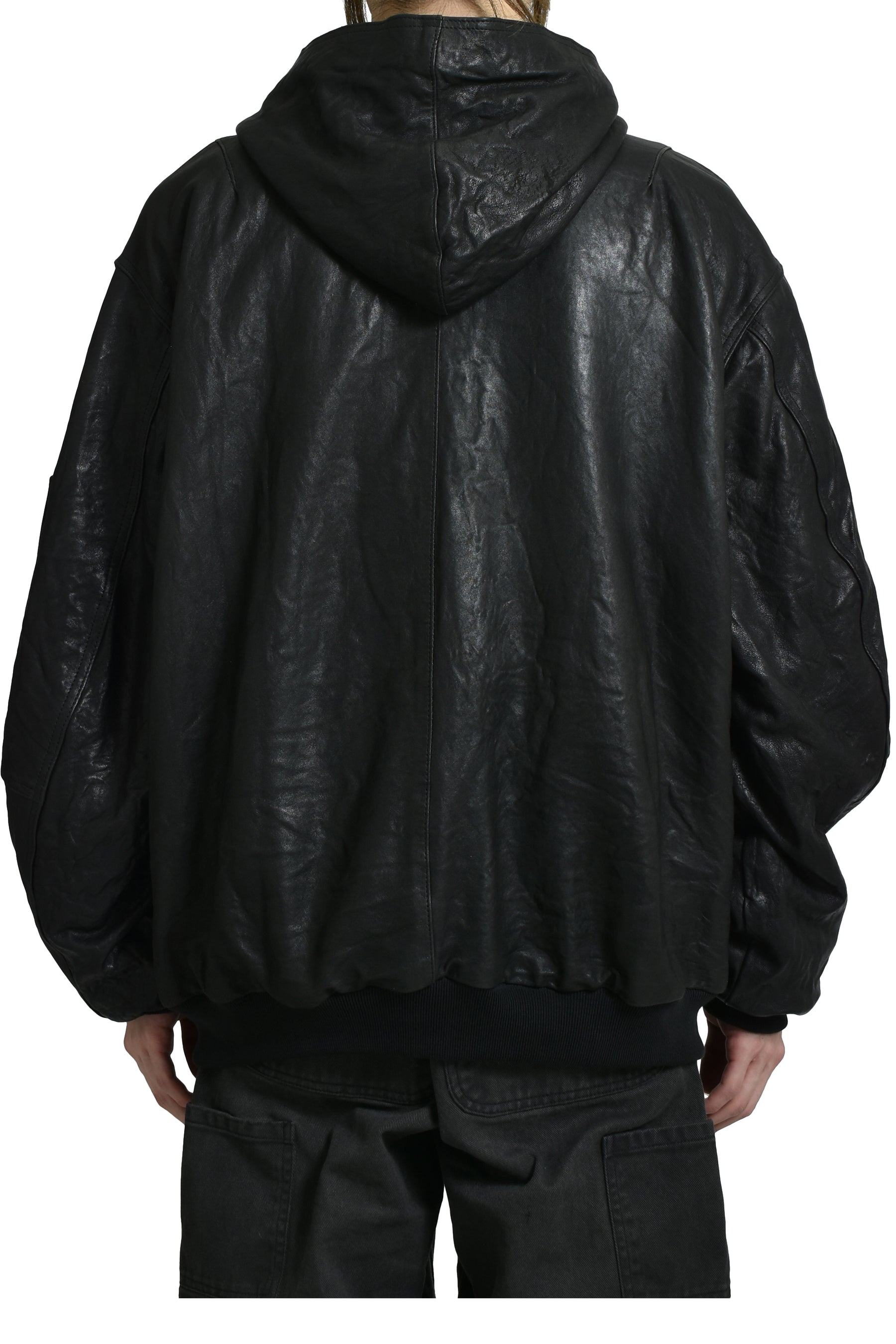 LEATHER BOMBER / BLACK 