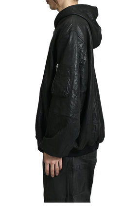 LEATHER BOMBER / BLACK 