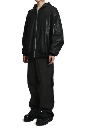 LEATHER BOMBER / BLACK 