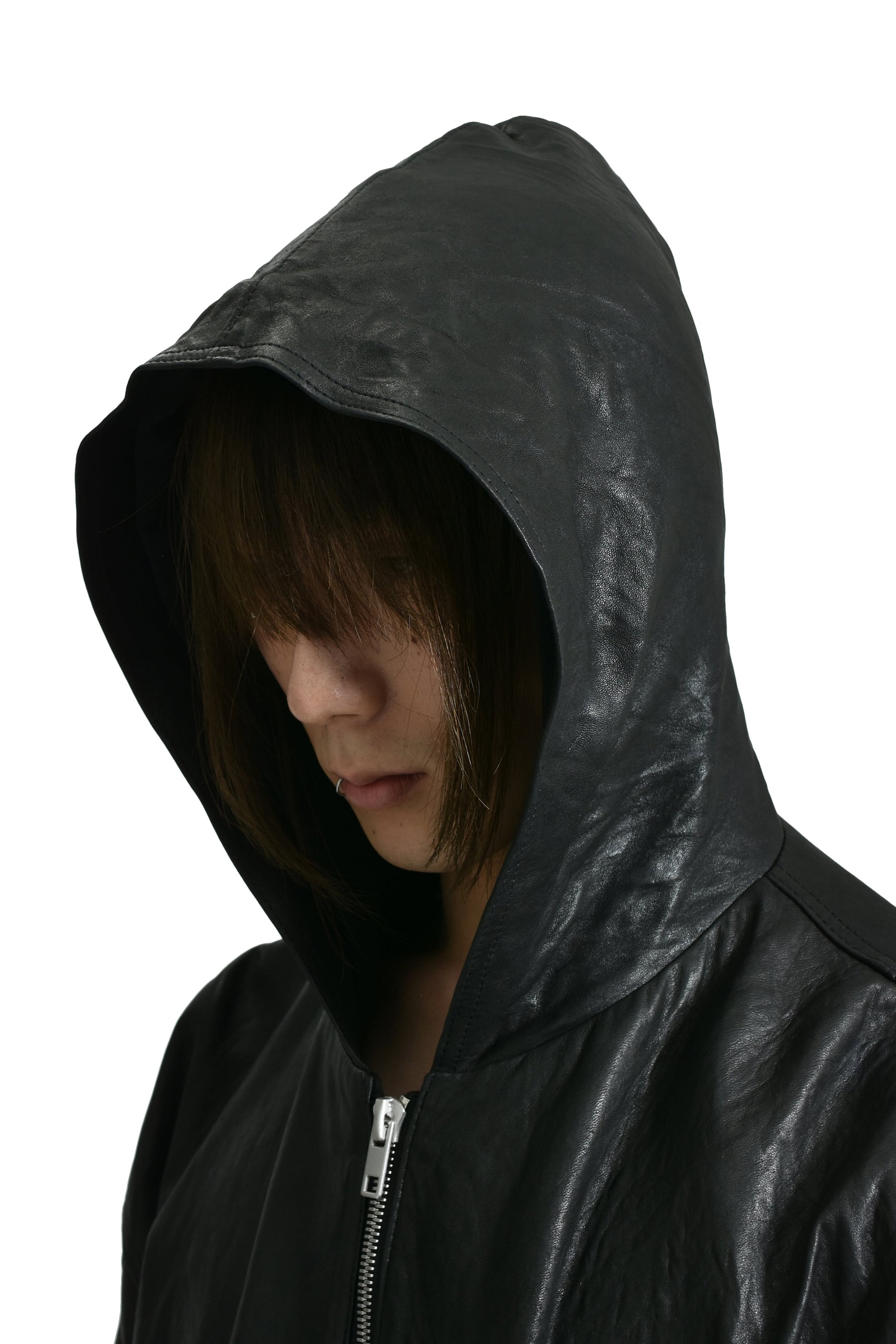 LEATHER BOMBER / BLACK 