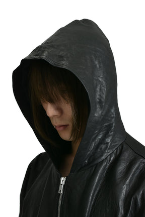 LEATHER BOMBER / BLACK 