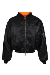 LEATHER CROSSES BOMBER JACKET / BLK