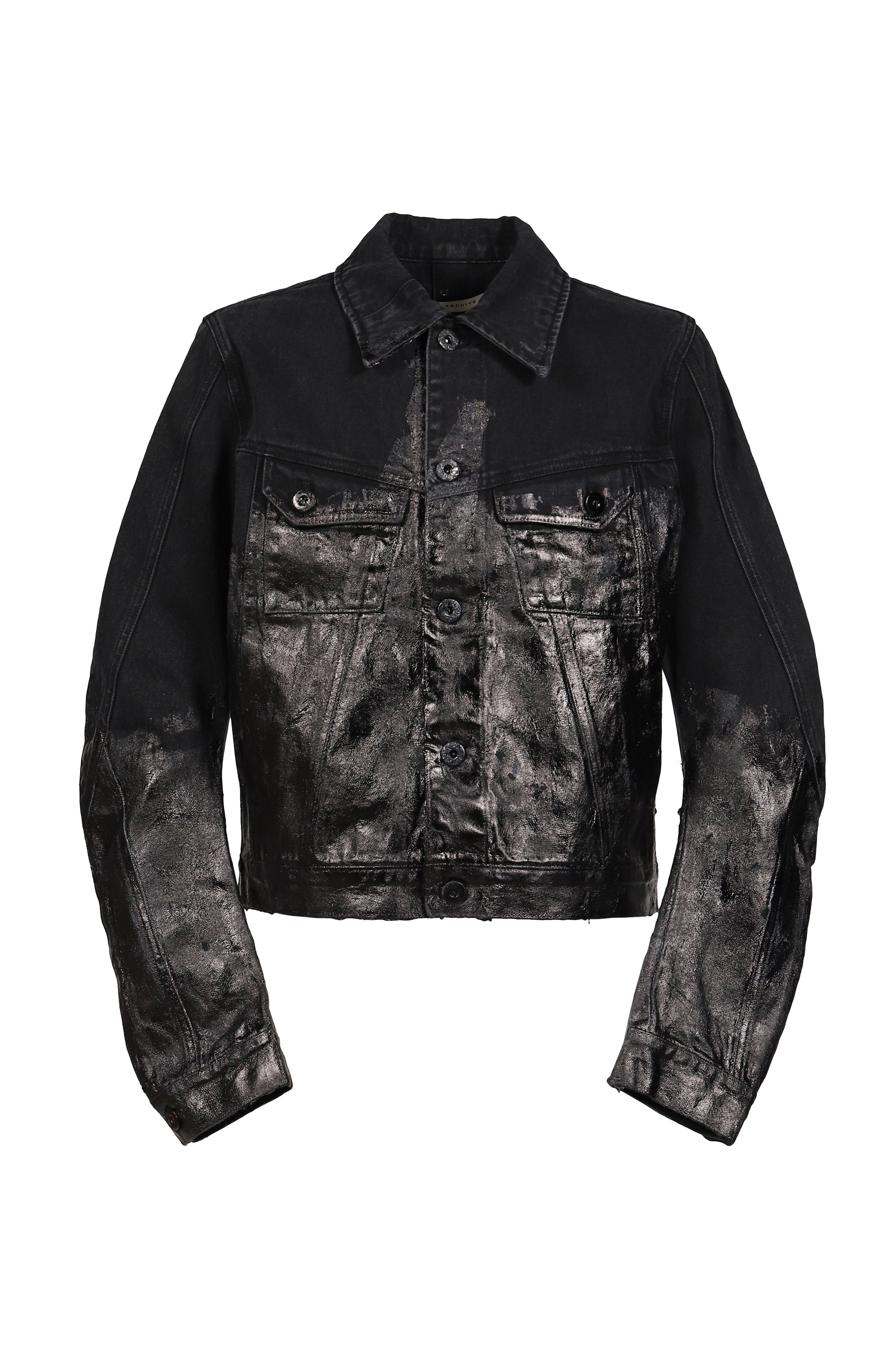 EXCAVATED RIDER DENIM JACKET / FILMED BLK