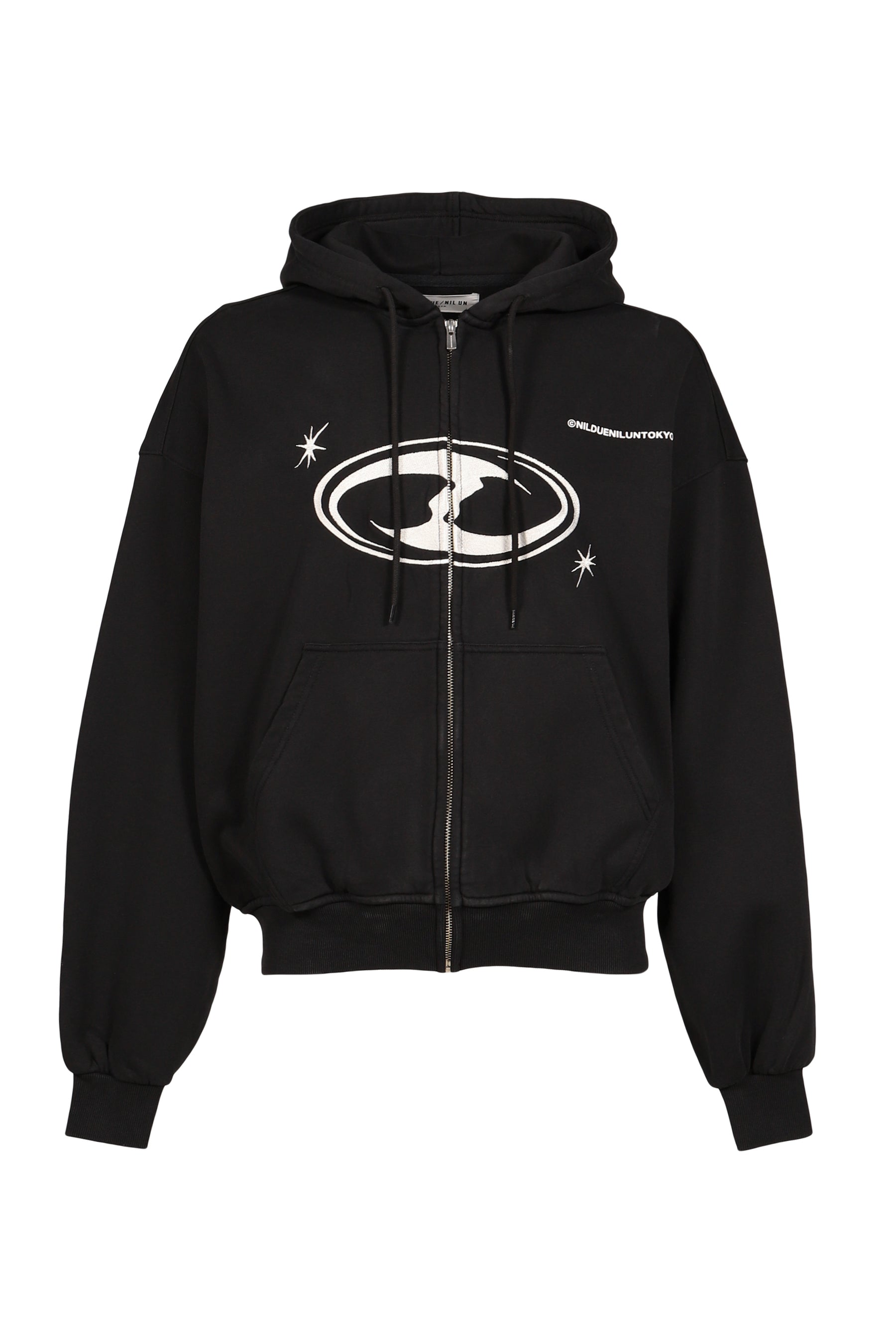 FADE WASH ZIP HOODIE / BLK