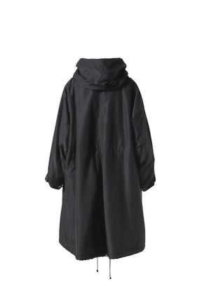 DOUBLE-FRONT COTTON SILK MODS COAT / BLK