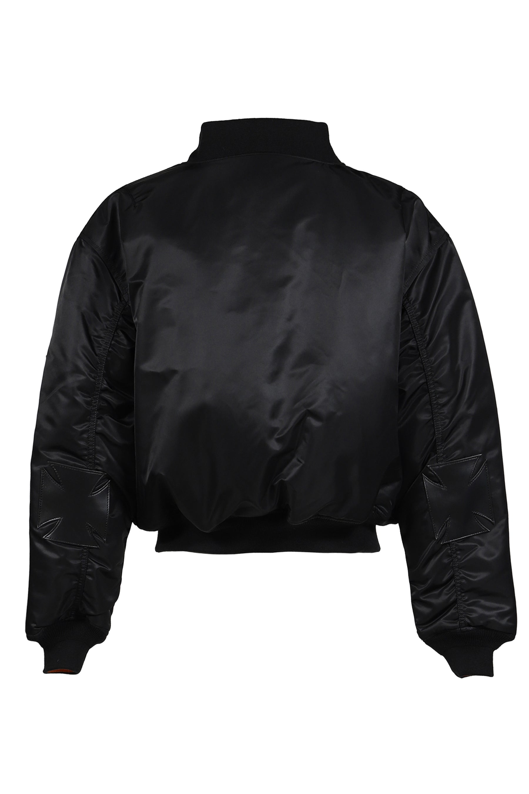 LEATHER CROSSES BOMBER JACKET / BLK