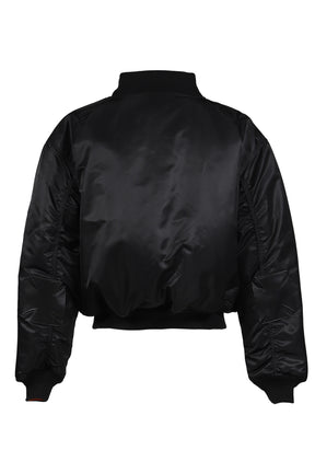 LEATHER CROSSES BOMBER JACKET / BLK