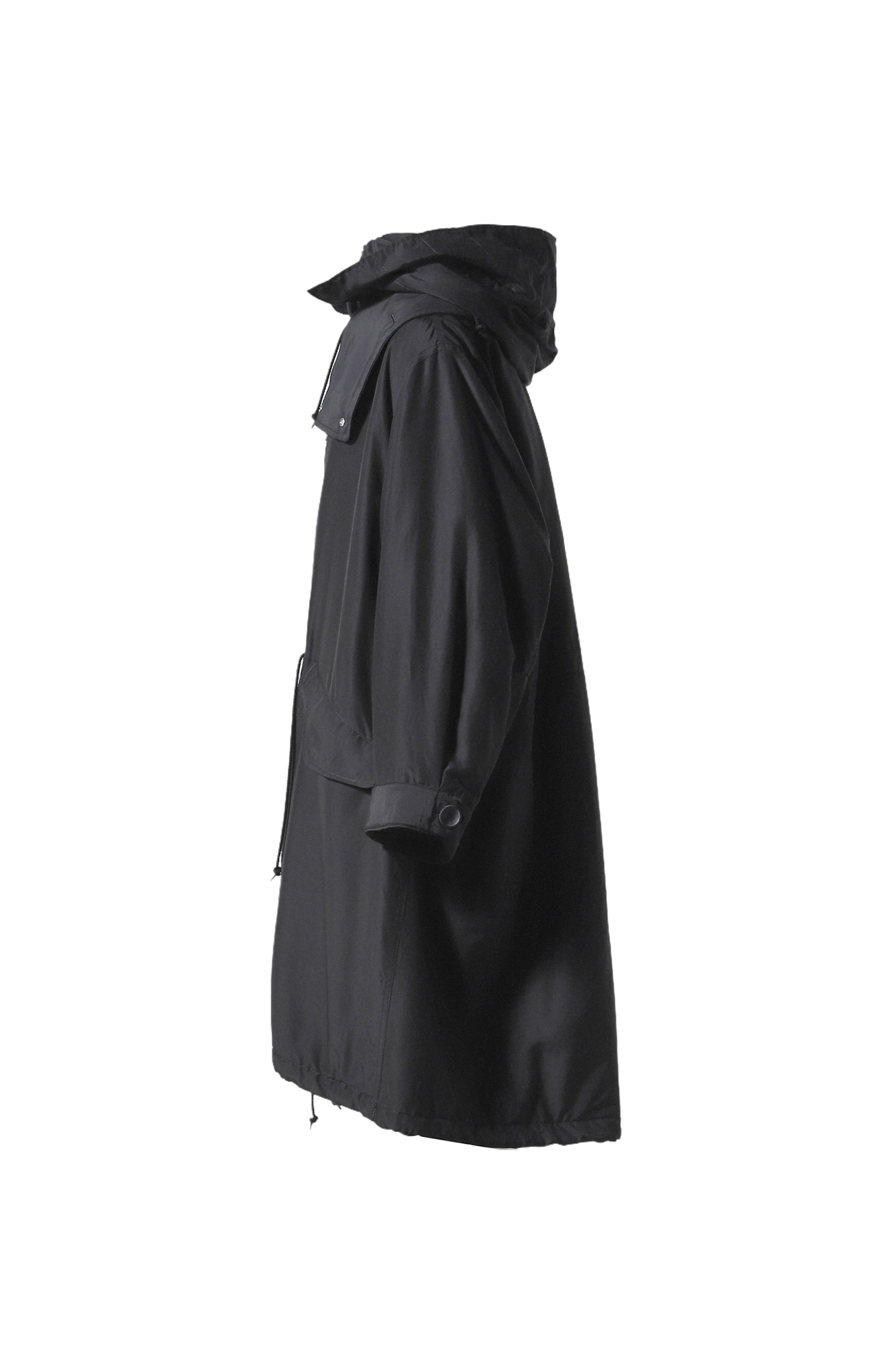 DOUBLE-FRONT COTTON SILK MODS COAT / BLK