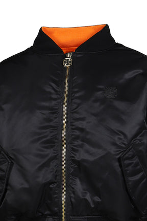 LEATHER CROSSES BOMBER JACKET / BLK