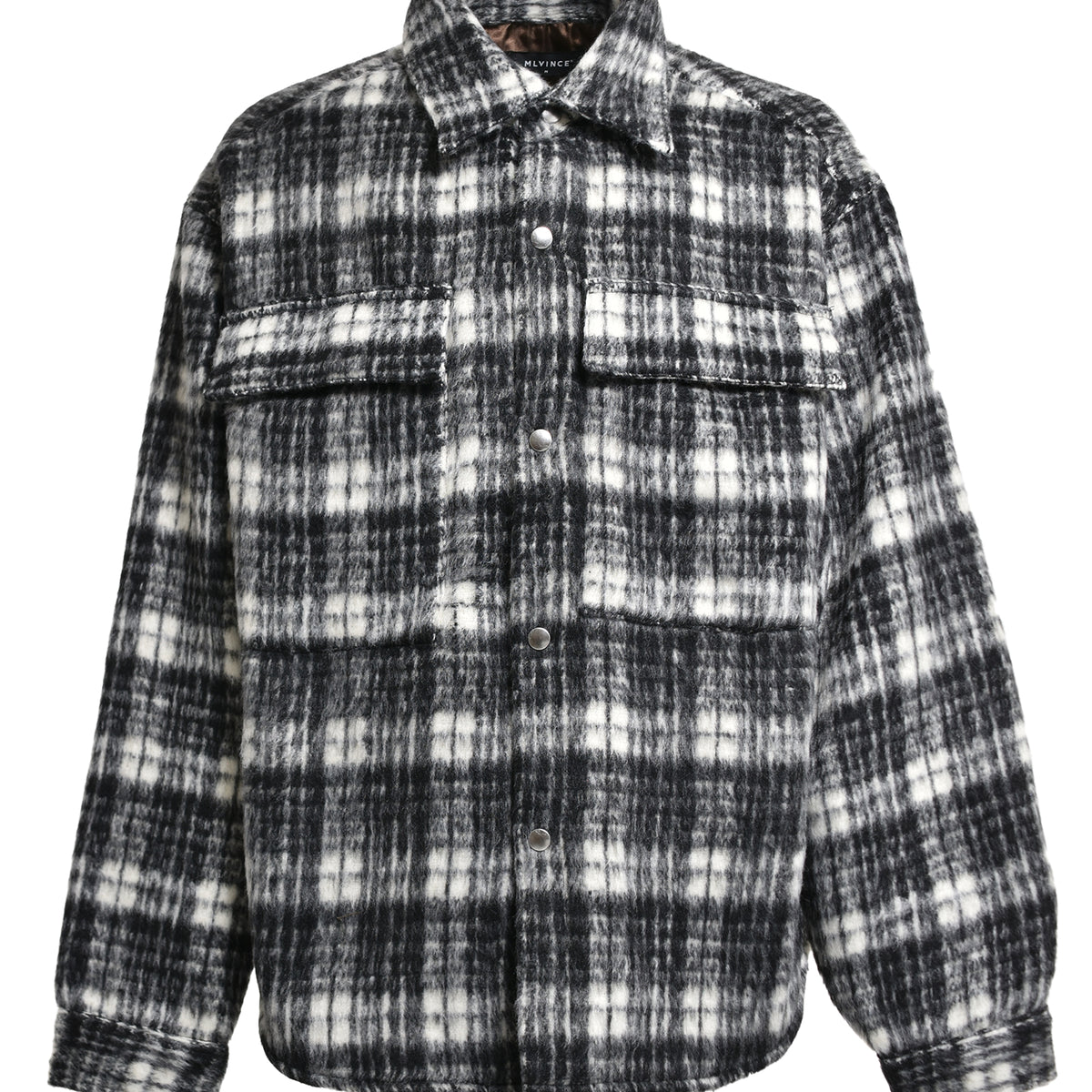 OVERSIZED CHECK JACKET / BLK