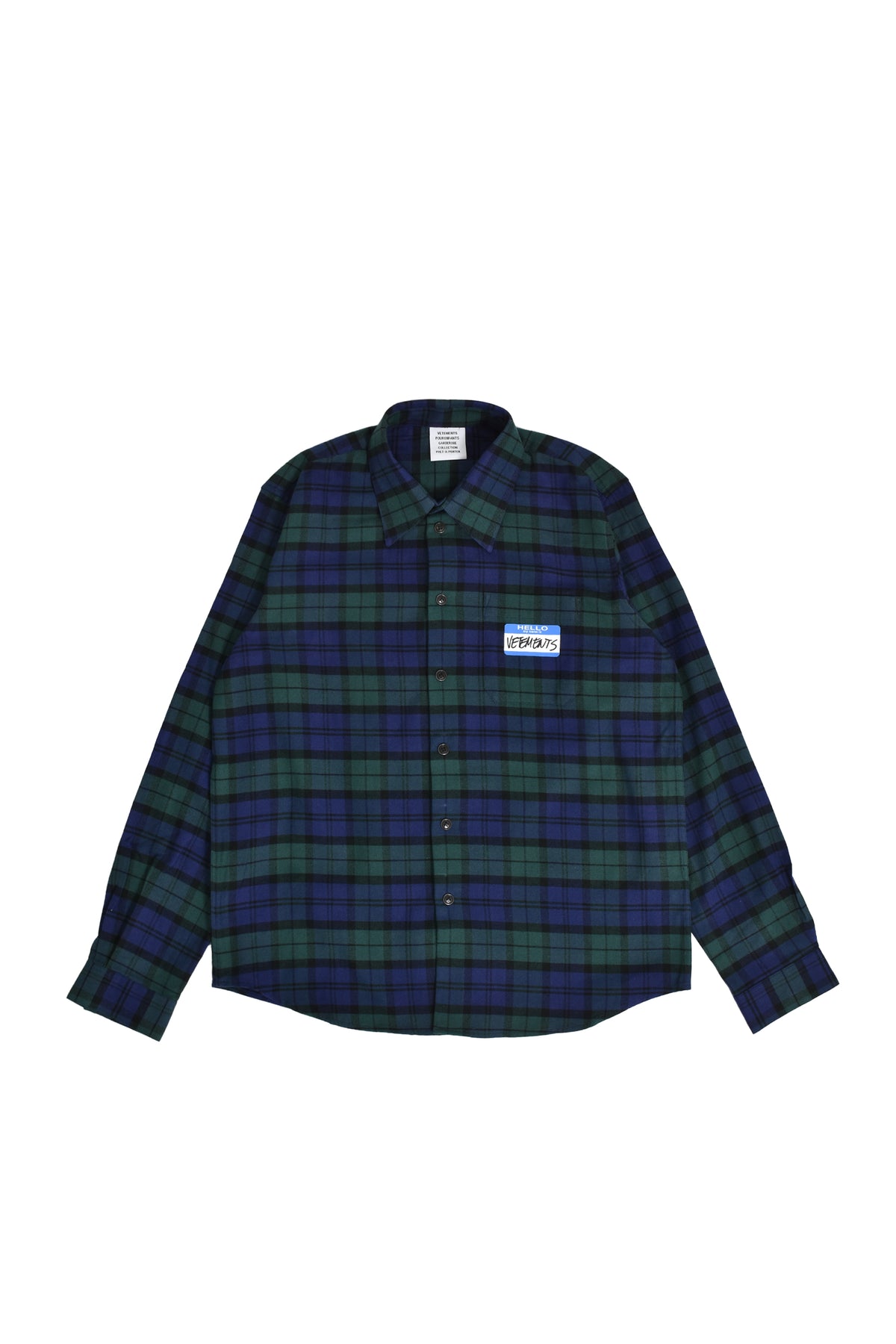 KIDS MY NAME IS VETEMENTS FLANNEL SHIRT / NVY