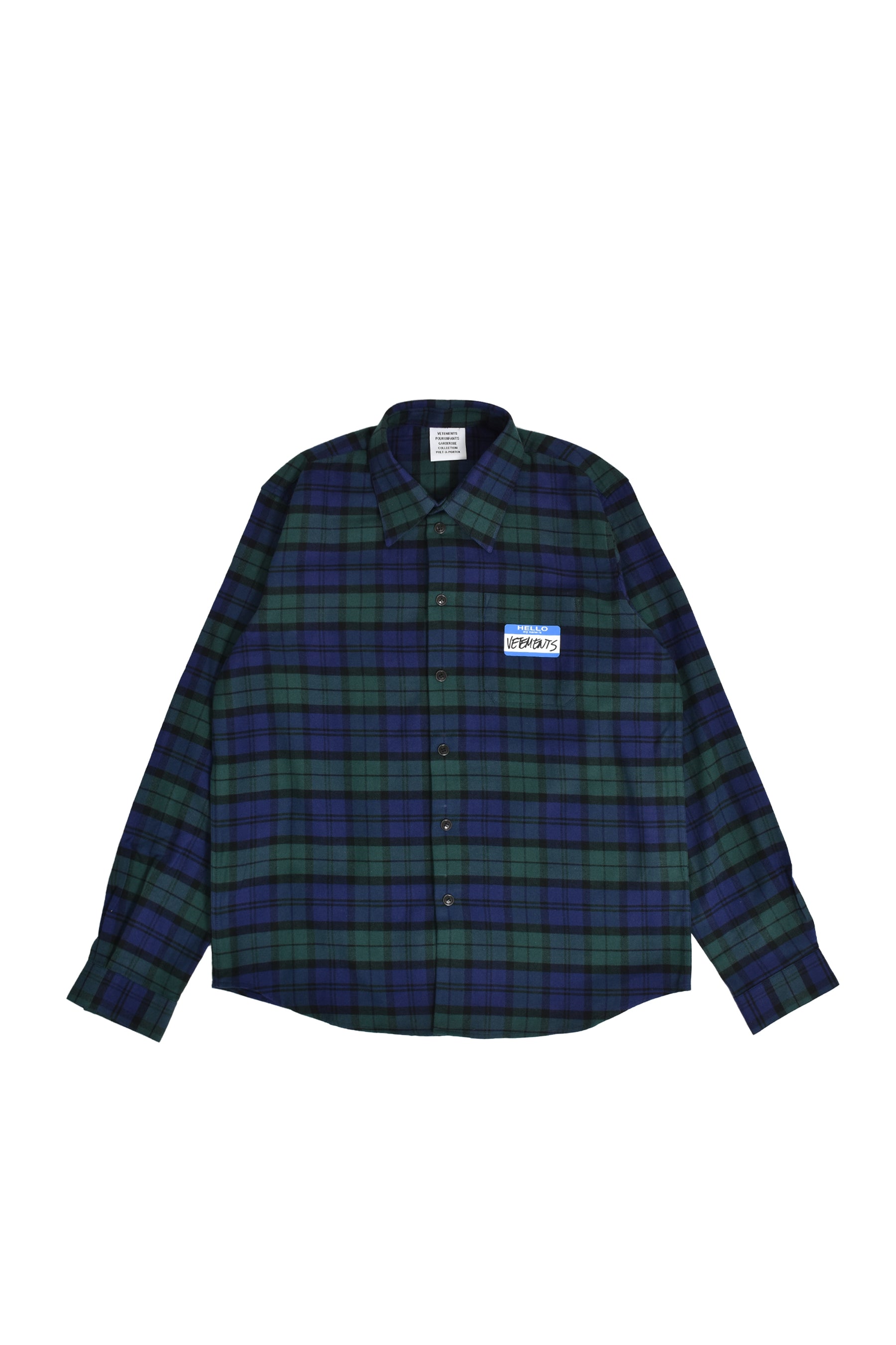 KIDS MY NAME IS VETEMENTS FLANNEL SHIRT / NVY