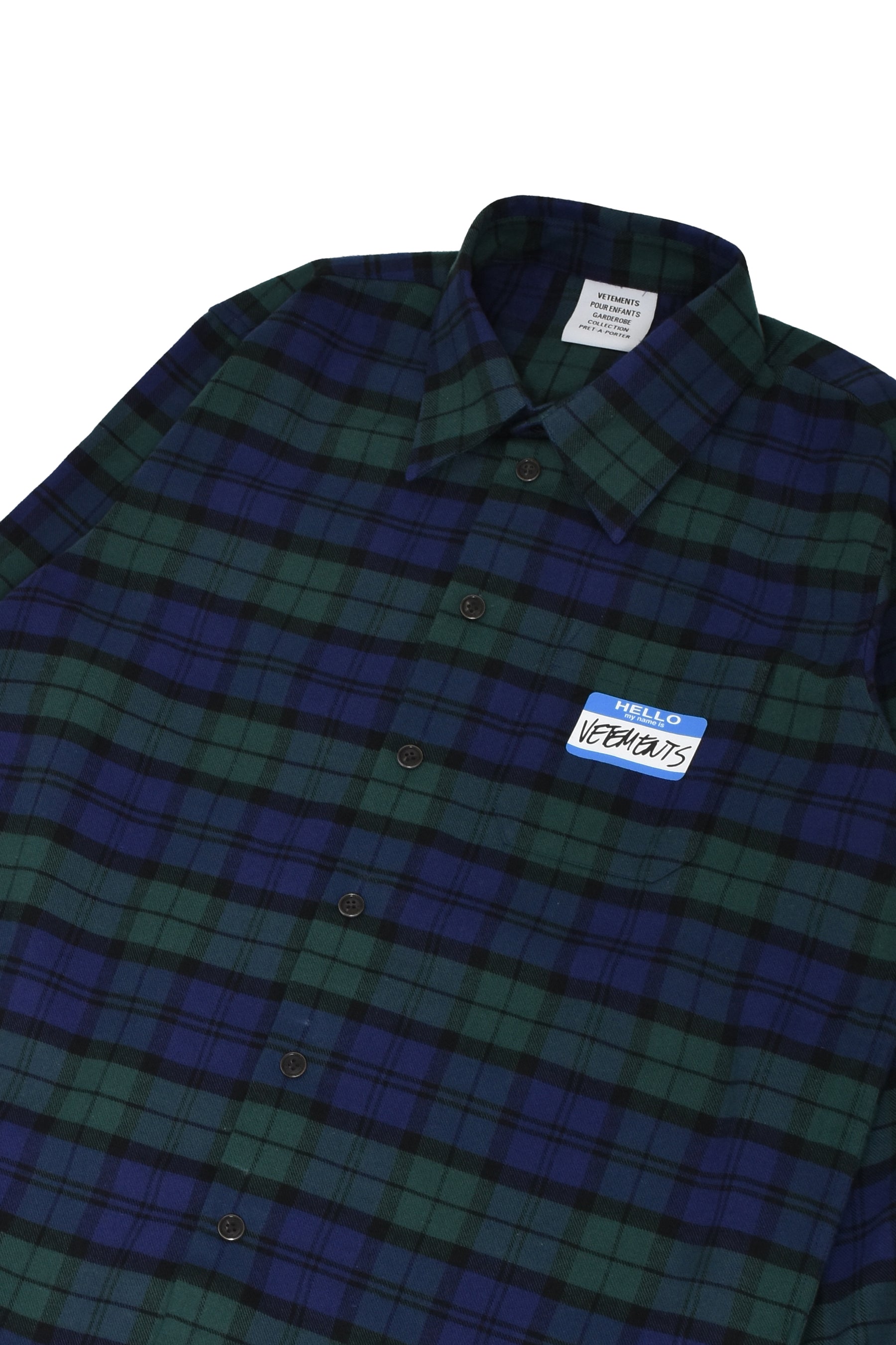 KIDS MY NAME IS VETEMENTS FLANNEL SHIRT / NVY